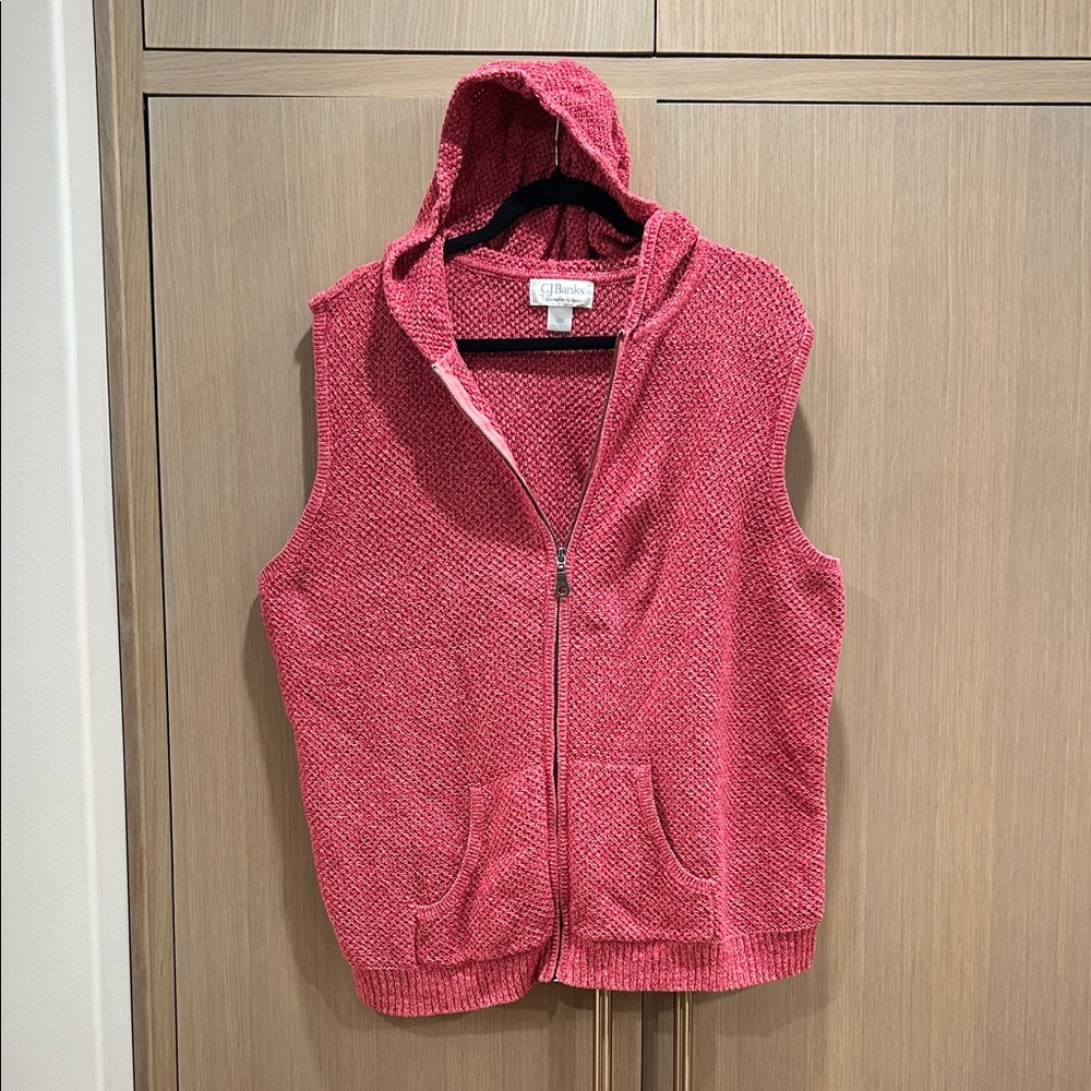 CJ Banks Red Hooded Sweater Vest
